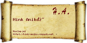 Hink Anikó névjegykártya